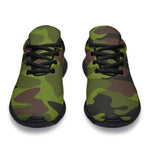 Dark Green And Black Camouflage Print Sport Shoes GearFrost