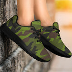 Dark Green And Black Camouflage Print Sport Shoes GearFrost