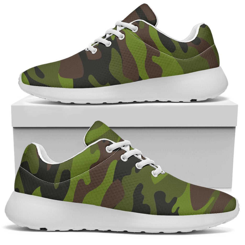 Dark Green And Black Camouflage Print Sport Shoes GearFrost