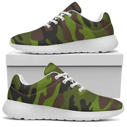 Dark Green And Black Camouflage Print Sport Shoes GearFrost