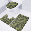 Dark Green Camouflage Print 3 Piece Bath Mat Set