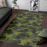 Dark Green Camouflage Print Area Rug GearFrost