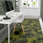 Dark Green Camouflage Print Area Rug GearFrost