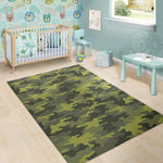 Dark Green Camouflage Print Area Rug GearFrost