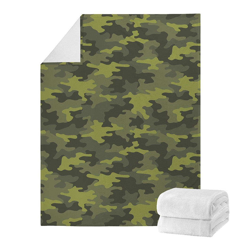 Dark Green Camouflage Print Blanket