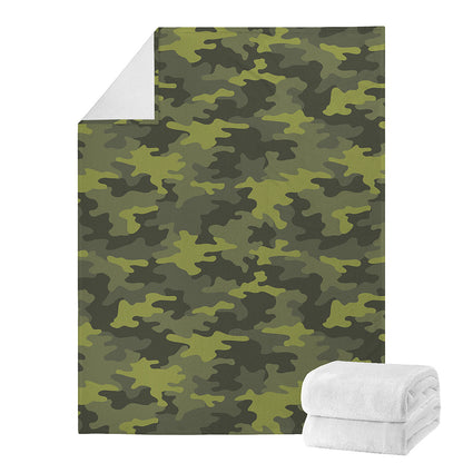 Dark Green Camouflage Print Blanket