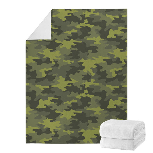 Dark Green Camouflage Print Blanket