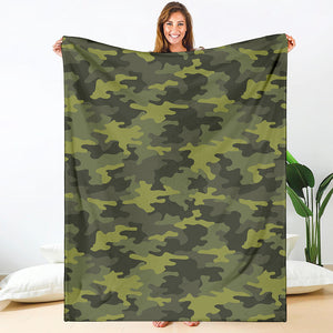 Dark Green Camouflage Print Blanket