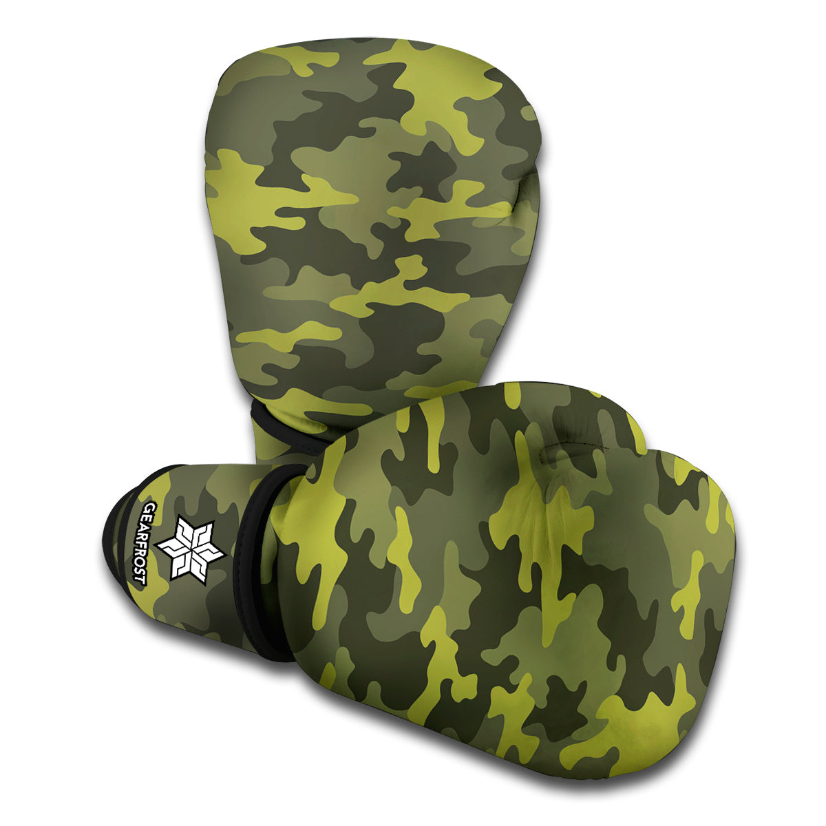 Dark Green Camouflage Print Boxing Gloves