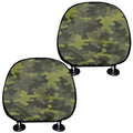 Dark Green Camouflage Print Car Headrest Covers