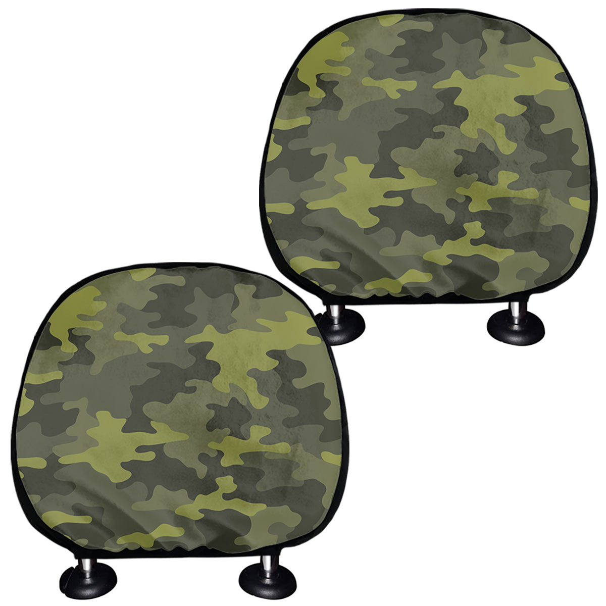 Dark Green Camouflage Print Car Headrest Covers