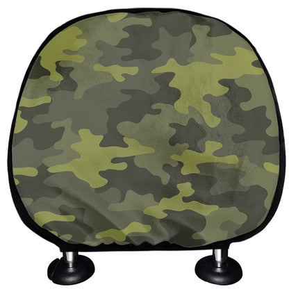 Dark Green Camouflage Print Car Headrest Covers
