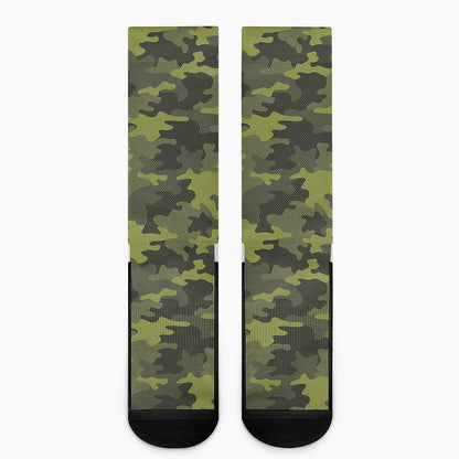 Dark Green Camouflage Print Crew Socks