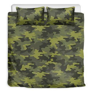 Dark Green Camouflage Print Duvet Cover Bedding Set