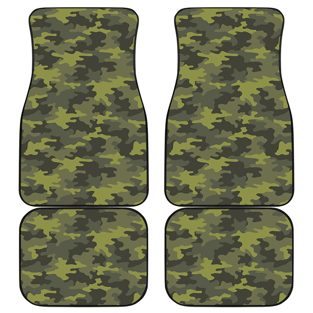 Dark Green Camouflage Print Front and Back Car Floor Mats