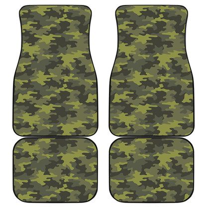 Dark Green Camouflage Print Front and Back Car Floor Mats