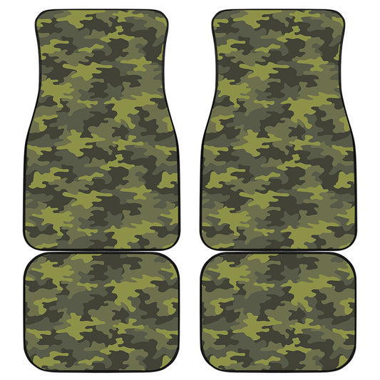 Dark Green Camouflage Print Front and Back Car Floor Mats