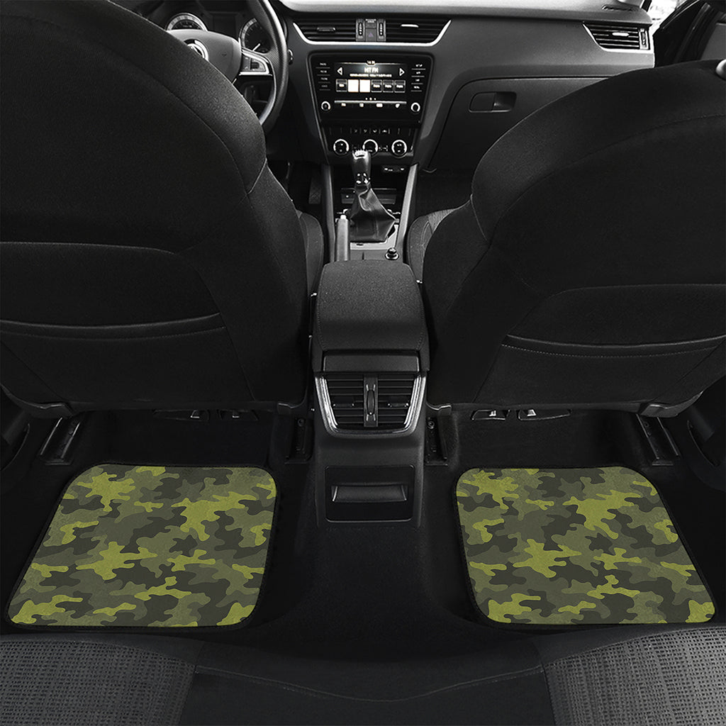 Dark Green Camouflage Print Front and Back Car Floor Mats