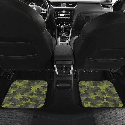 Dark Green Camouflage Print Front and Back Car Floor Mats