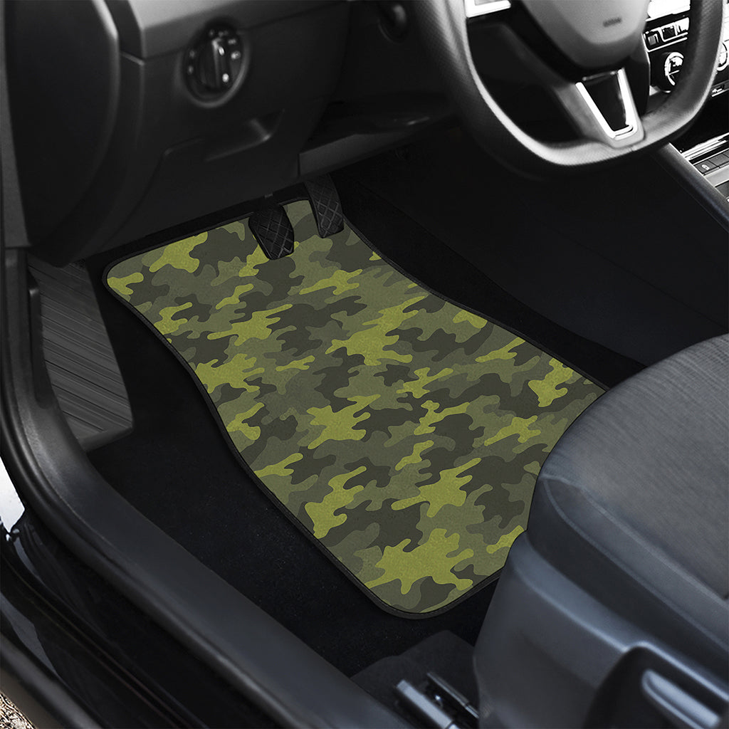 Dark Green Camouflage Print Front and Back Car Floor Mats