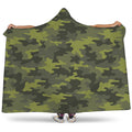 Dark Green Camouflage Print Hooded Blanket