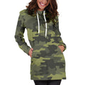 Dark Green Camouflage Print Pullover Hoodie Dress