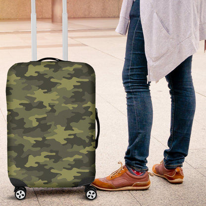 Dark Green Camouflage Print Luggage Cover GearFrost