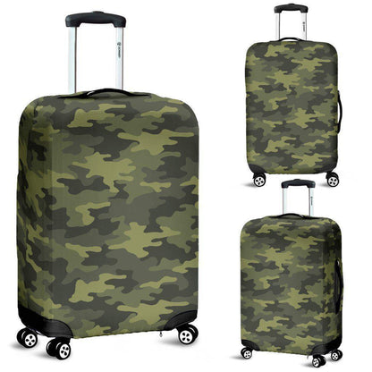 Dark Green Camouflage Print Luggage Cover GearFrost