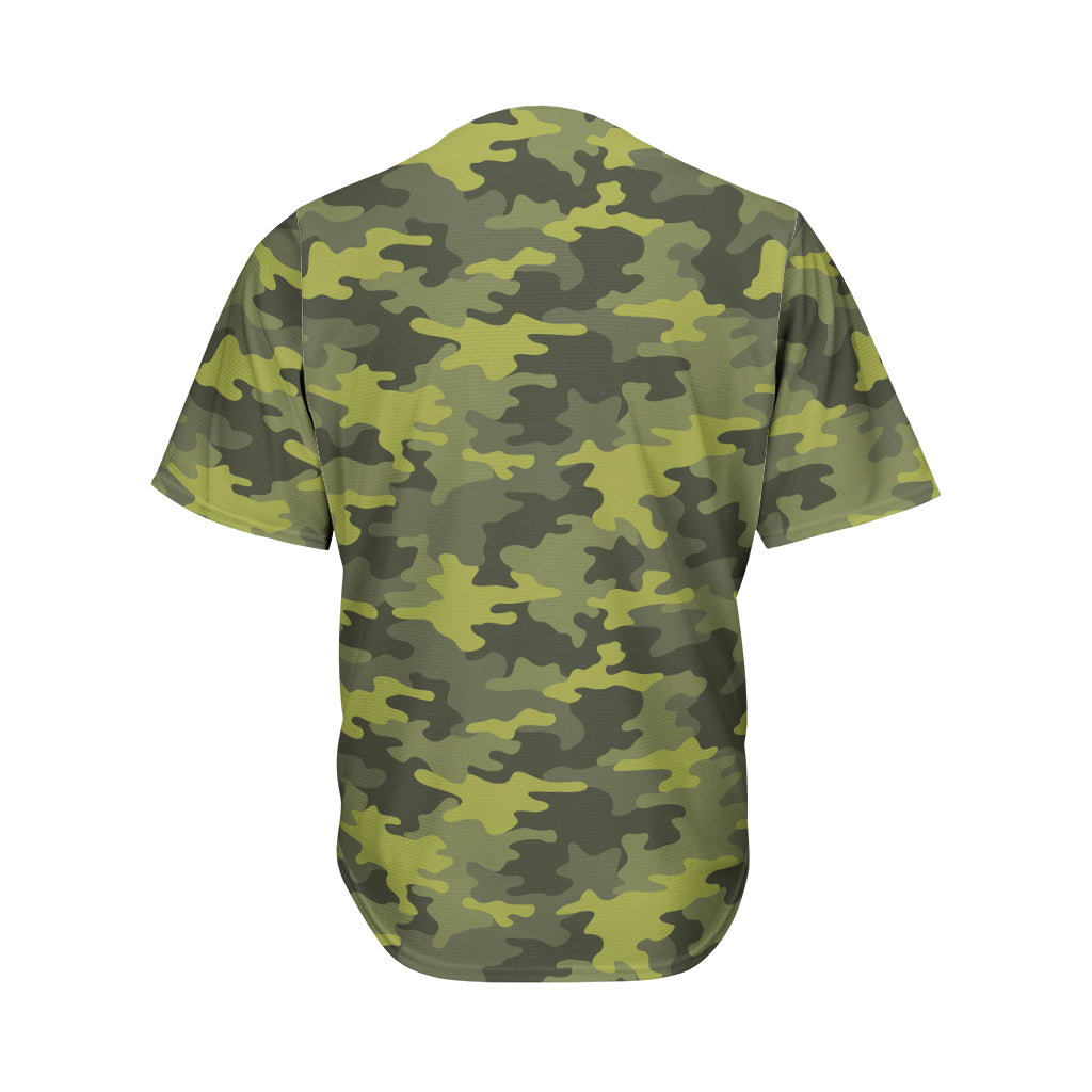 Dark Green Camouflage Print Men's Baseball Jersey
