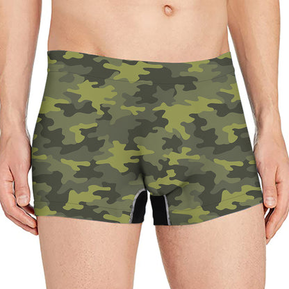 Dark Green Camouflage Print Men's Boxer Briefs