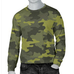 Dark Green Camouflage Print Men's Crewneck Sweatshirt GearFrost