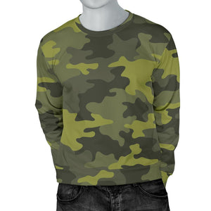 Dark Green Camouflage Print Men's Crewneck Sweatshirt GearFrost