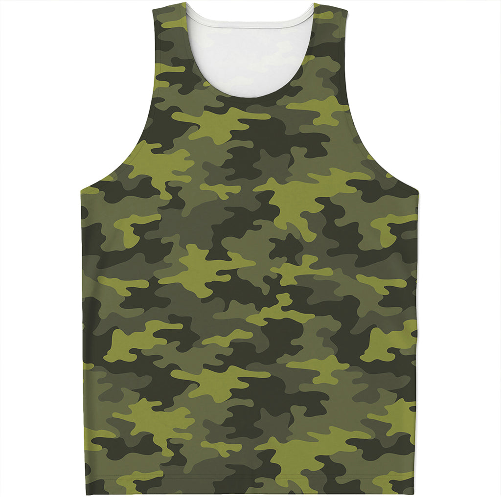 Dark Green Camouflage Print Men's Tank Top