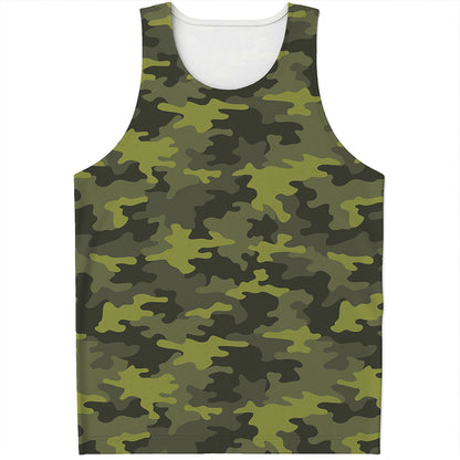 Dark Green Camouflage Print Men's Tank Top