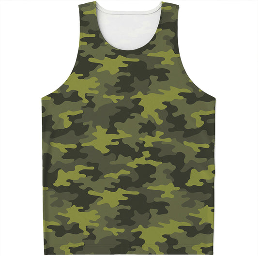 Dark Green Camouflage Print Men's Tank Top