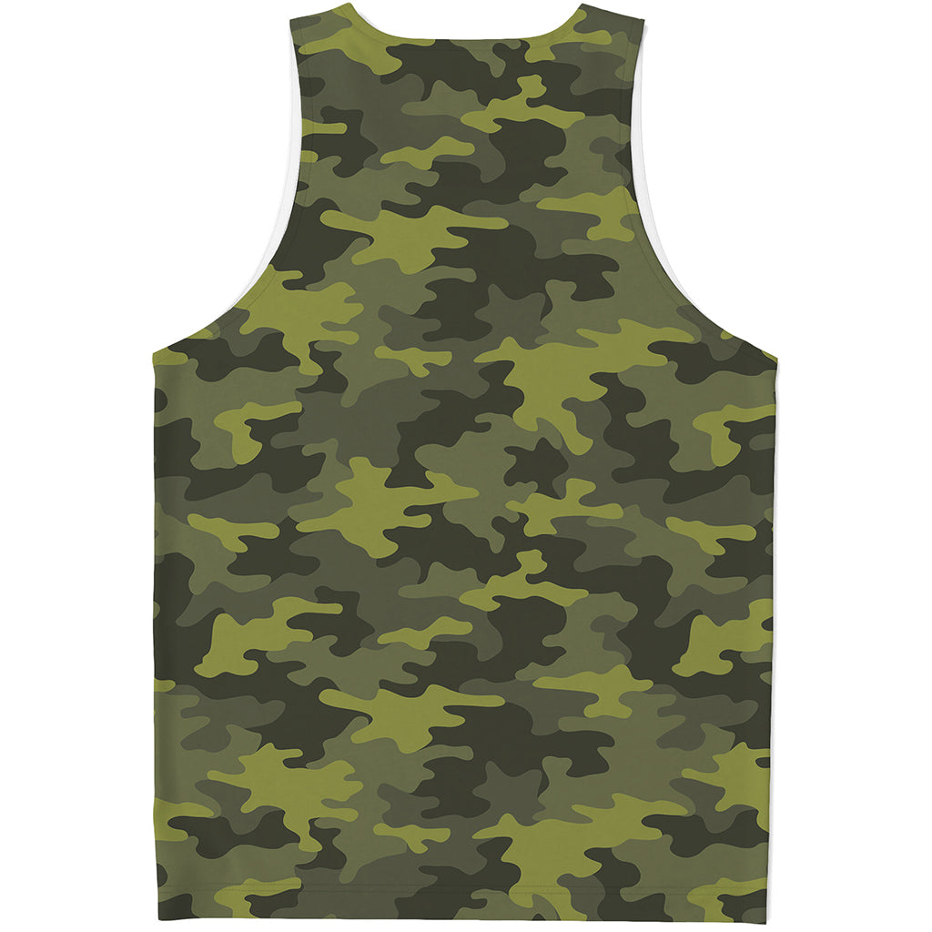 Dark Green Camouflage Print Men's Tank Top