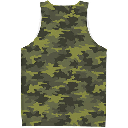 Dark Green Camouflage Print Men's Tank Top