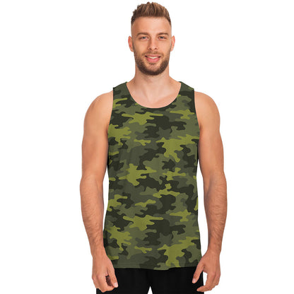 Dark Green Camouflage Print Men's Tank Top