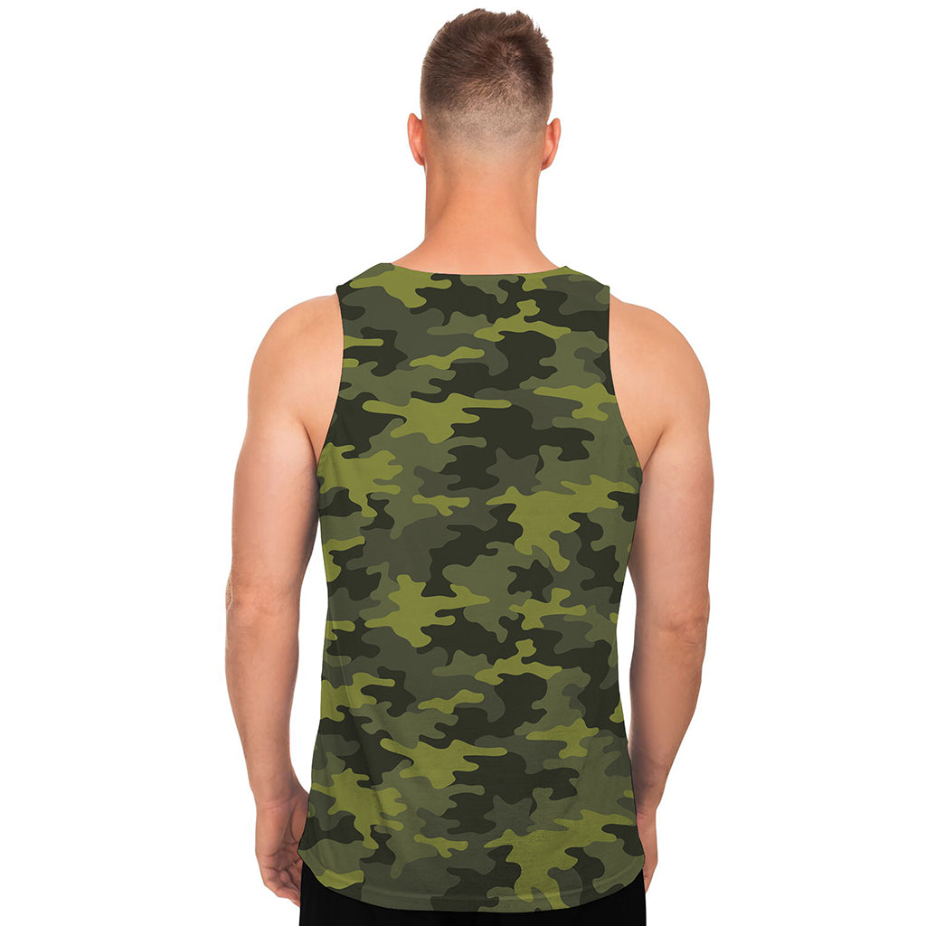 Dark Green Camouflage Print Men's Tank Top