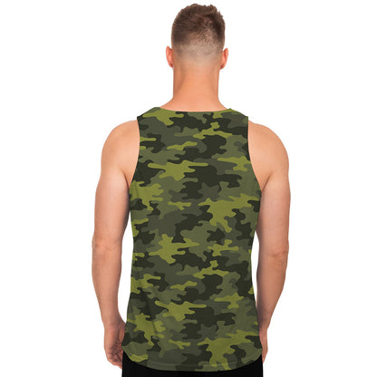 Dark Green Camouflage Print Men's Tank Top