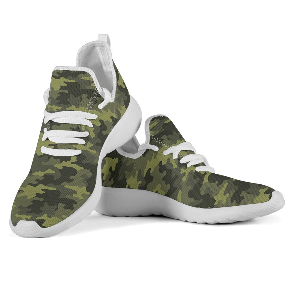 Dark Green Camouflage Print Mesh Knit Shoes GearFrost
