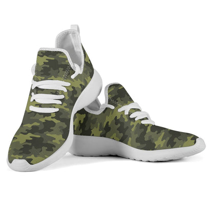 Dark Green Camouflage Print Mesh Knit Shoes GearFrost
