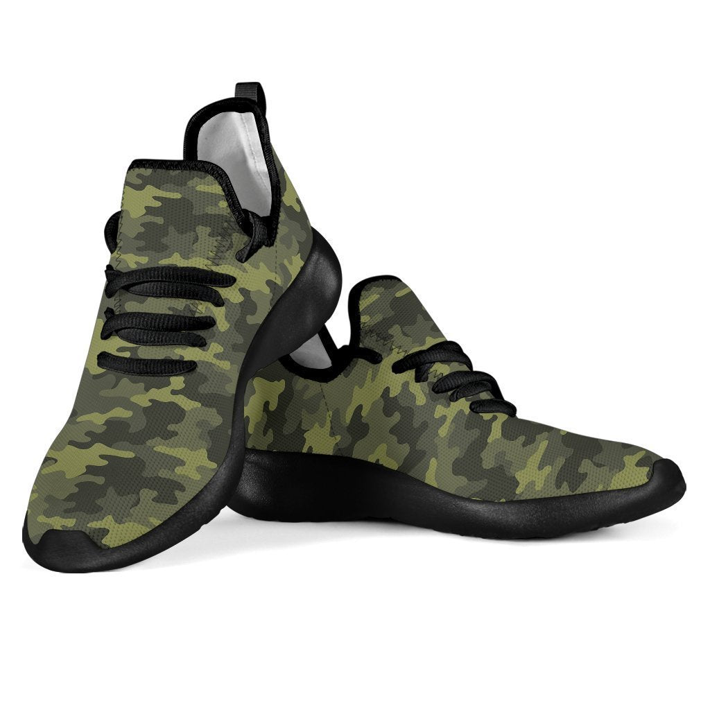 Dark Green Camouflage Print Mesh Knit Shoes GearFrost
