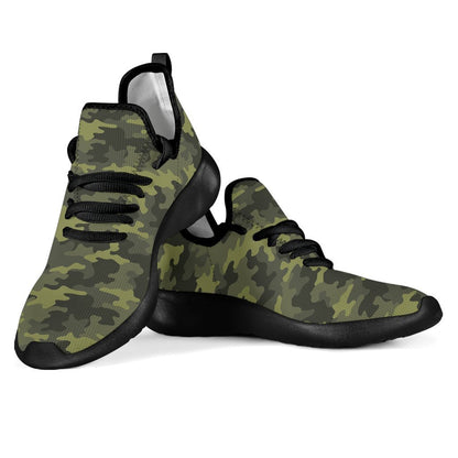 Dark Green Camouflage Print Mesh Knit Shoes GearFrost