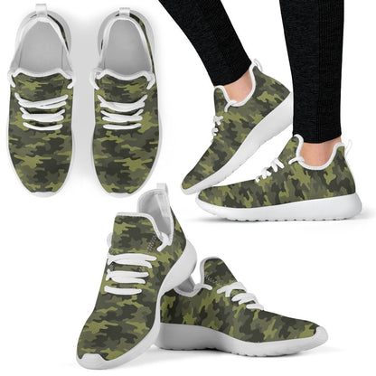 Dark Green Camouflage Print Mesh Knit Shoes GearFrost