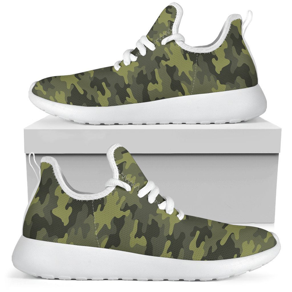 Dark Green Camouflage Print Mesh Knit Shoes GearFrost