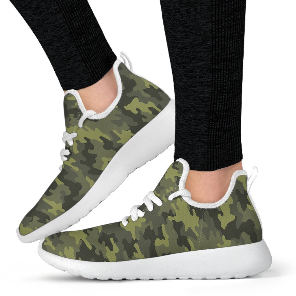 Dark Green Camouflage Print Mesh Knit Shoes GearFrost