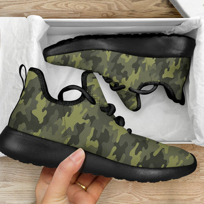 Dark Green Camouflage Print Mesh Knit Shoes GearFrost