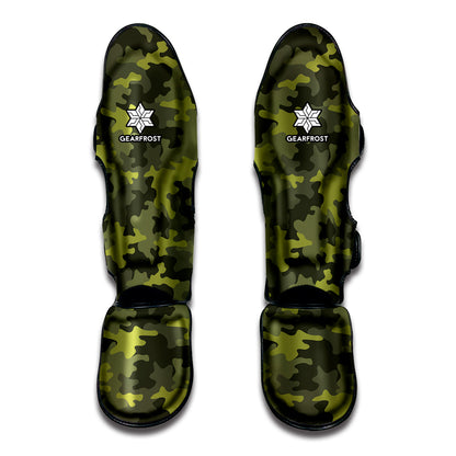 Dark Green Camouflage Print Muay Thai Shin Guard