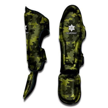Dark Green Camouflage Print Muay Thai Shin Guard